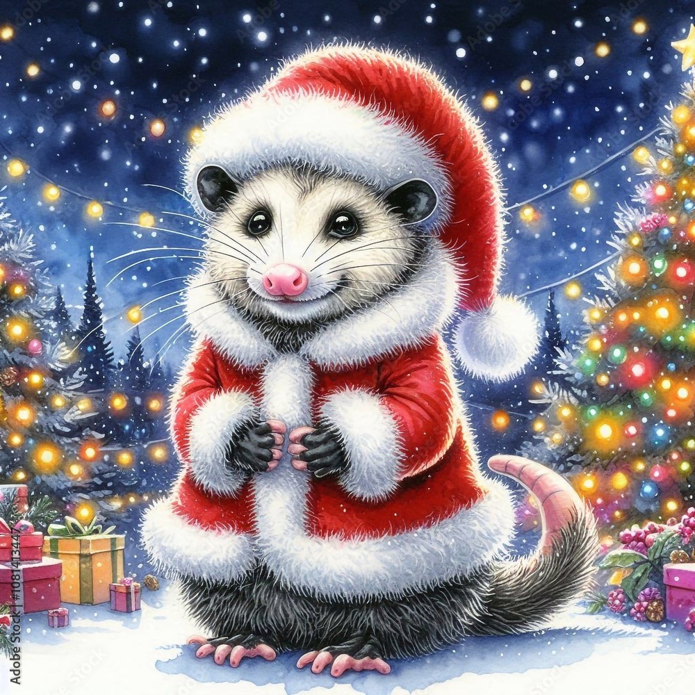 Opossum als Weihnachtsmann Opossum als Weihnachtsmann