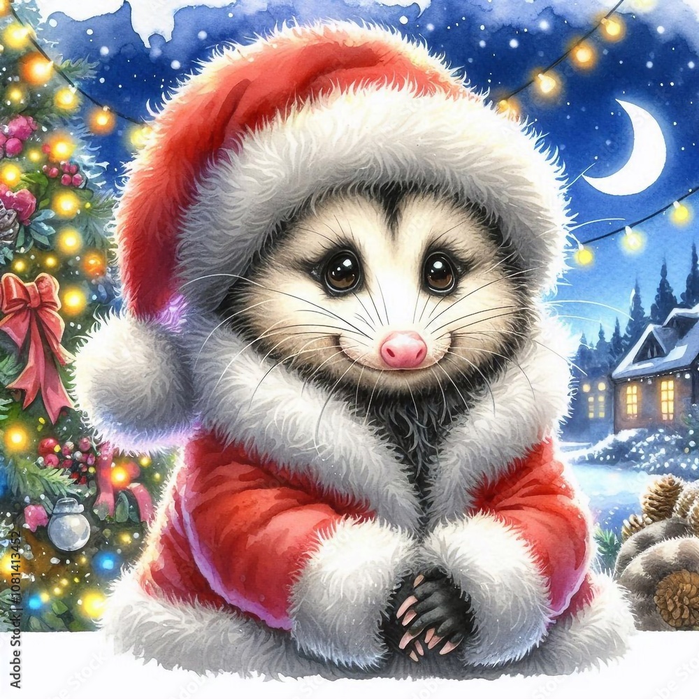 Opossum als Weihnachtsmann Opossum als Weihnachtsmann