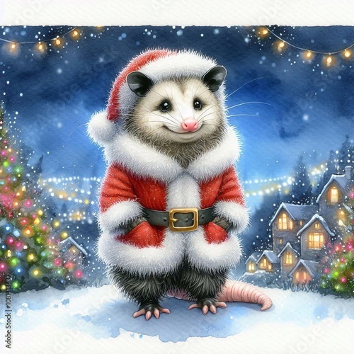 Opossum als Weihnachtsmann