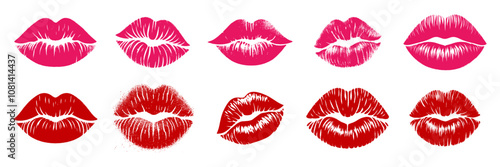 Vector lips prints set color