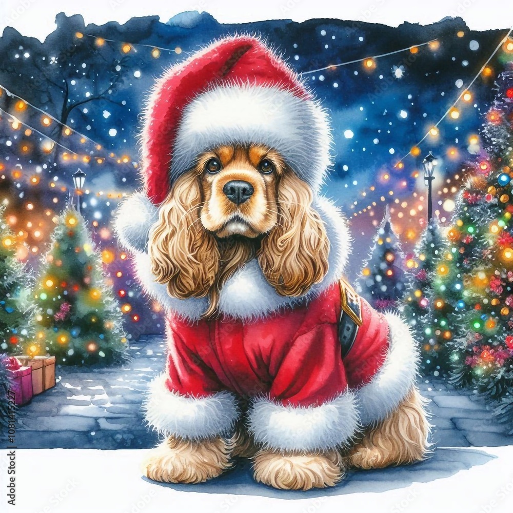 Cocker Spaniel als Weihnachtsmann Cocker Spaniel als Weihnachtsmann