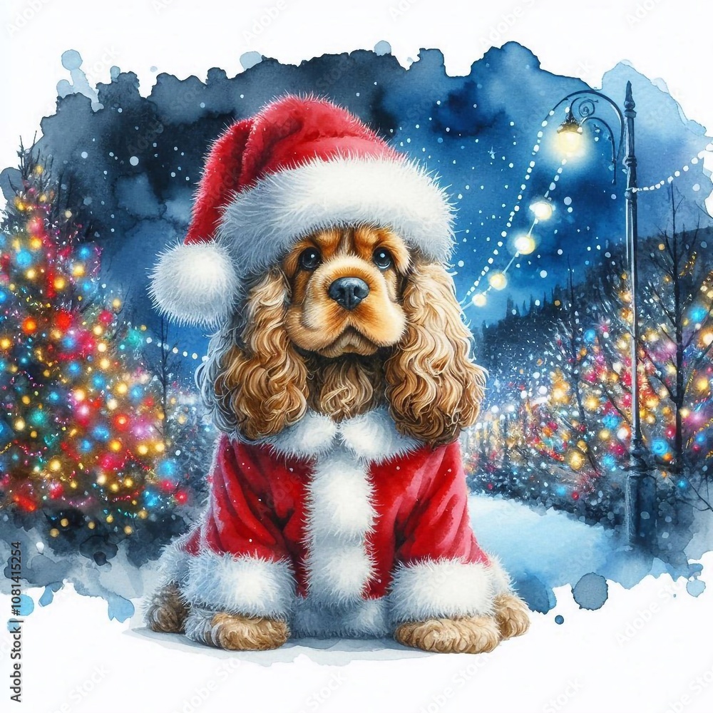 Cocker Spaniel als Weihnachtsmann Cocker Spaniel als Weihnachtsmann