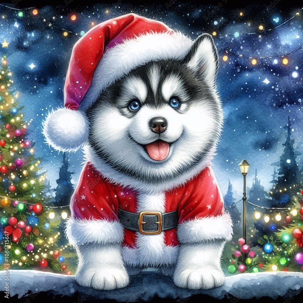 Husky als Weihnachtsmann Husky als Weihnachtsmann