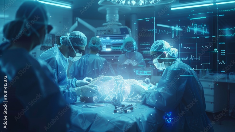 A surgical team connected through highspeed internet and advanced equipment performs a procedure on a patient located in a remote and difficulttoaccess area. A surgical team connected through highspeed internet and advanced equipment performs a procedure on a patient located in a remote and difficulttoaccess area.
