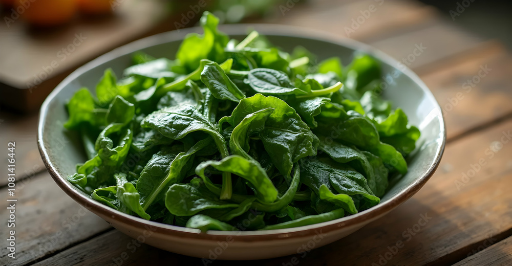 Fresh spinach salad preparation at home culinary delight indoor kitchen healthy eating concept Fresh spinach salad preparation at home culinary delight indoor kitchen healthy eating concept