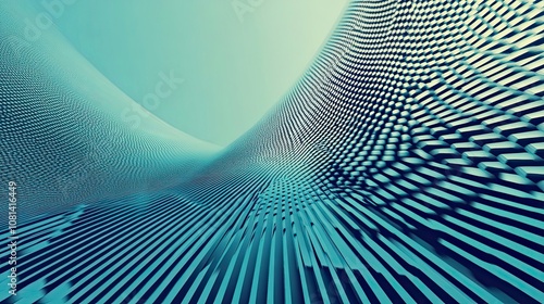 Fototapeta Naklejka Na Ścianę i Meble -  Abstract Teal and Blue Geometric Pattern with  Curving Lines