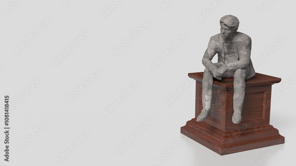 The Business man siting on wood podium for Thinking concept 3d rendering.. The Business man siting on wood podium for Thinking concept 3d rendering..