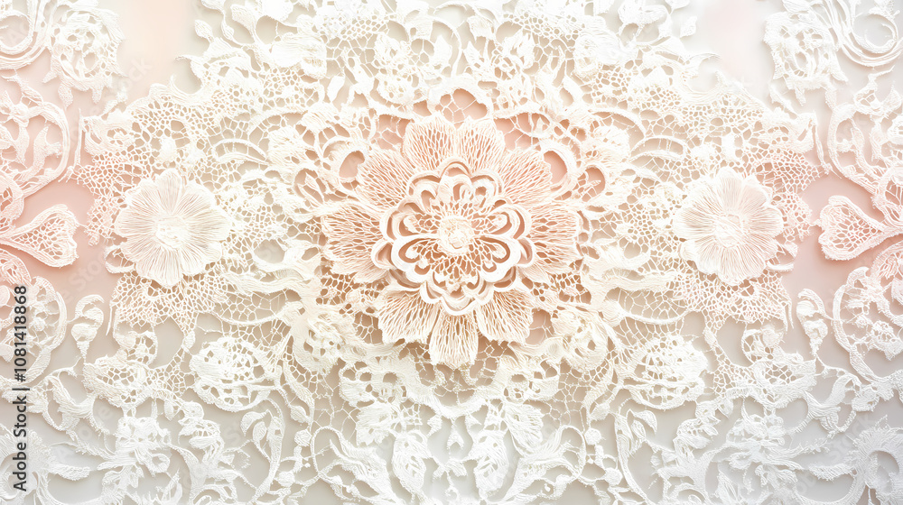 Intricate lace pattern in soft cream and pastel pink. Regal. Illustration Intricate lace pattern in soft cream and pastel pink. Regal. Illustration