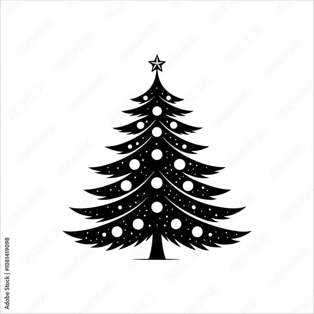 Obraz premium Silhouette of a Christmas tree. Christmas tree vector. Christmas tree silhouette icon.