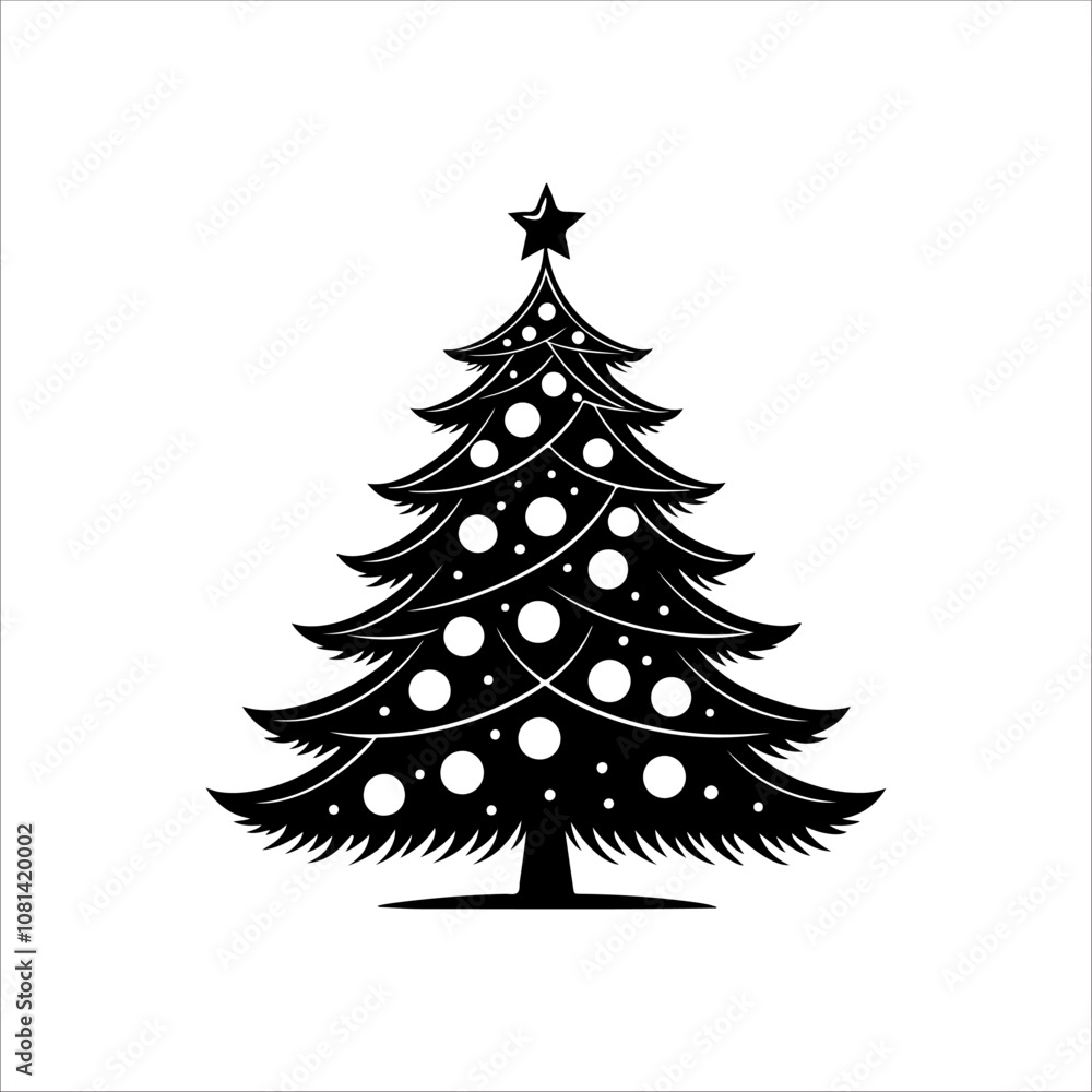 Silhouette of a Christmas tree. Christmas tree vector. Christmas tree silhouette icon. Silhouette of a Christmas tree. Christmas tree vector. Christmas tree silhouette icon.