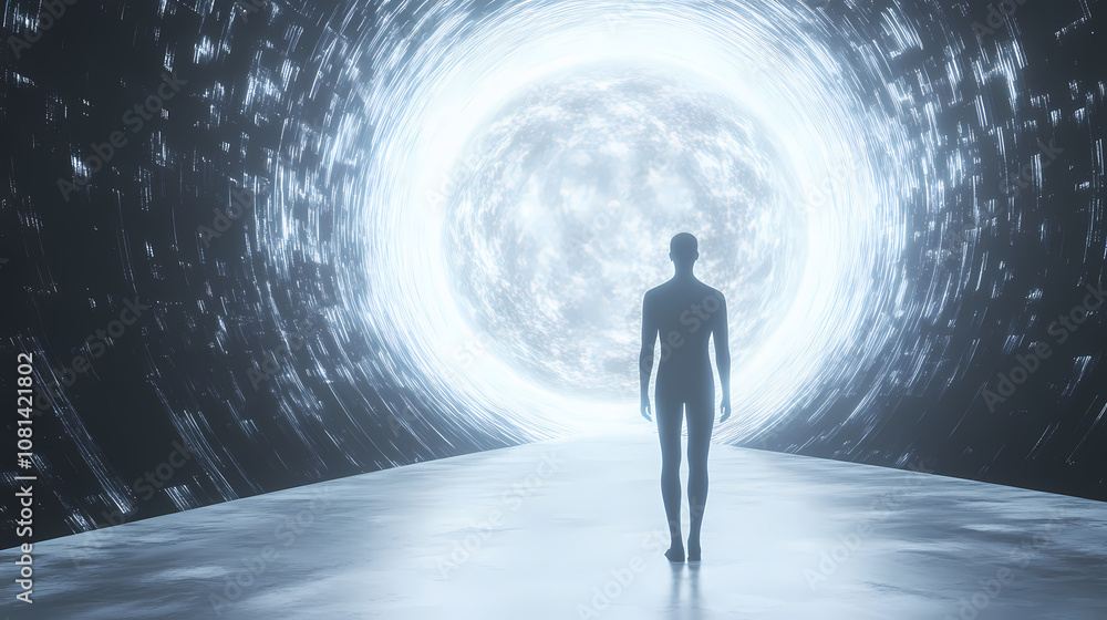 The emergence of artificial consciousness luminous sphere of light otherworldly backdrop evoking a feeling of awe and enigma. Enigma. Illustration The emergence of artificial consciousness luminous sphere of light otherworldly backdrop evoking a feeling of awe and enigma. Enigma. Illustration