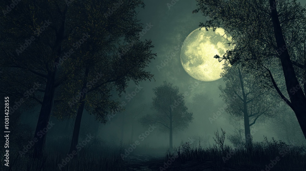 Full Moon in the Mysterious Forest Full Moon in the Mysterious Forest