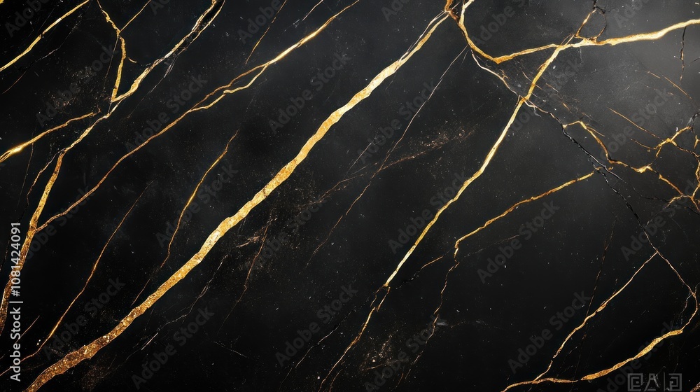 Black Marble with Golden Veins Black Marble with Golden Veins