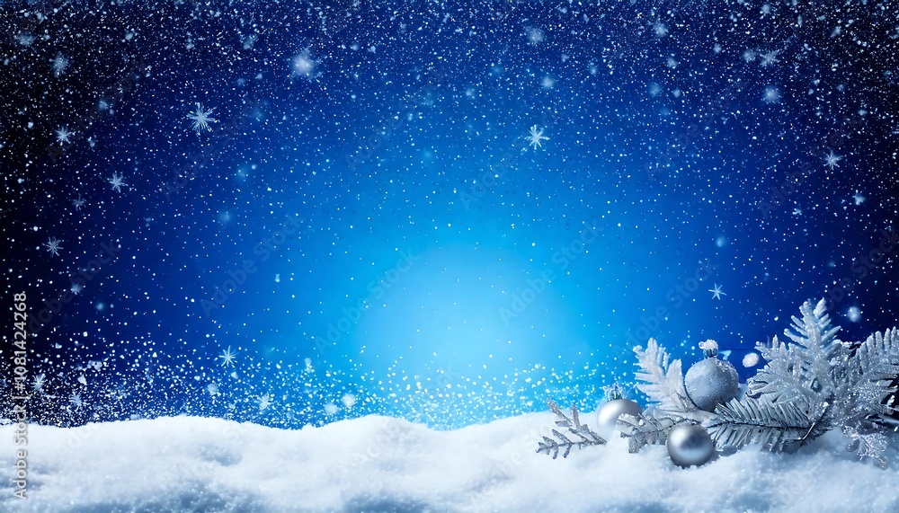 Christmas blue background with snow and space for your text Christmas blue background with snow and space for your text