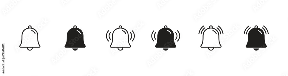 Notification ringing bell icon set Notification ringing bell icon set