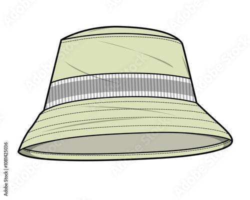 Cloche hats technical illustration vector mockup template.