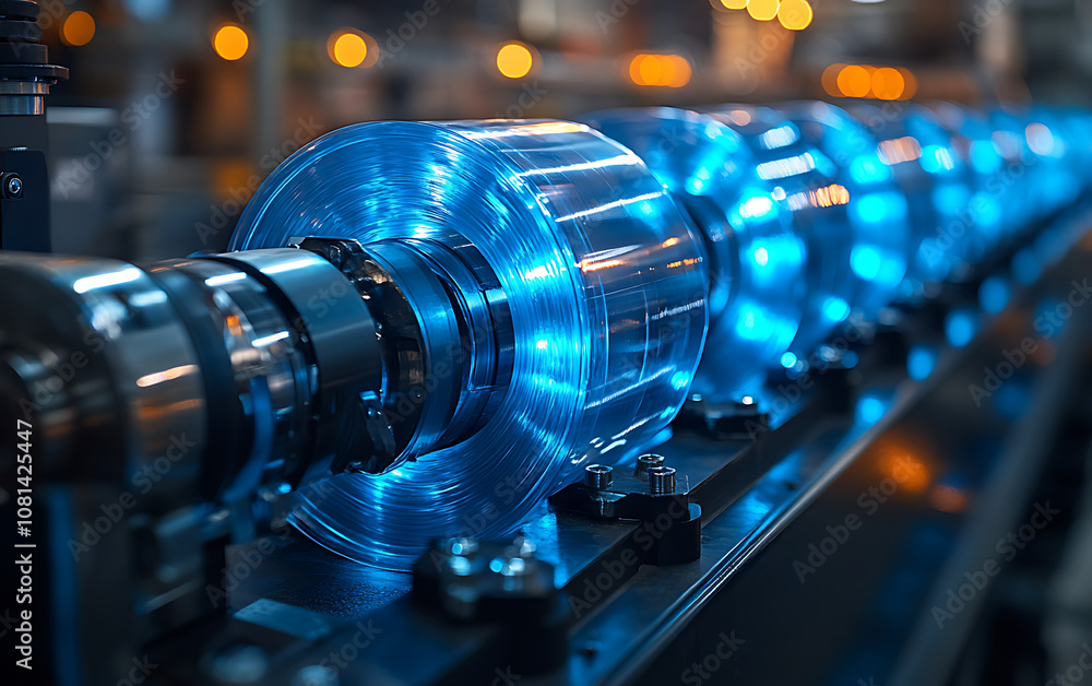 Polyethylene Bag Machine: Illuminated Production Close-Up