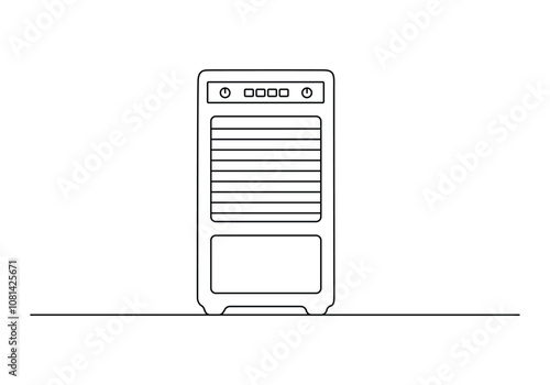 Continuous one line drawing of portable Air conditioner outline vector illustration