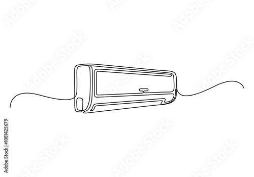 Continuous one line drawing of indoor Air Conditioner. Air conditioner one line art vector illustration