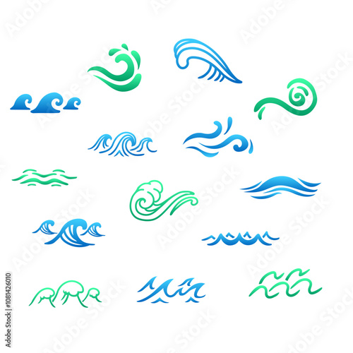 波のイラストセット