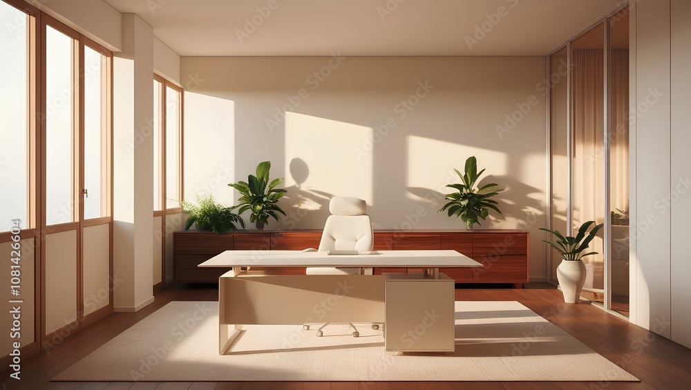 Fototapeta premium interior of a minimalist design office room with a comfortable and warm atmosphere