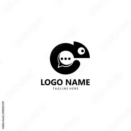 chat chameleon logo design vector