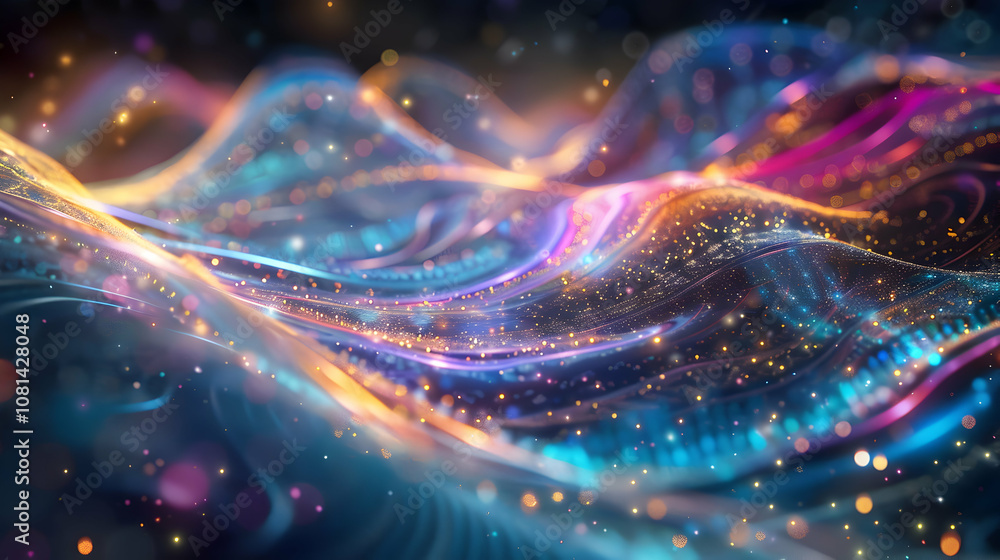 Obraz premium Abstract Background with Wavy Lines and Lights