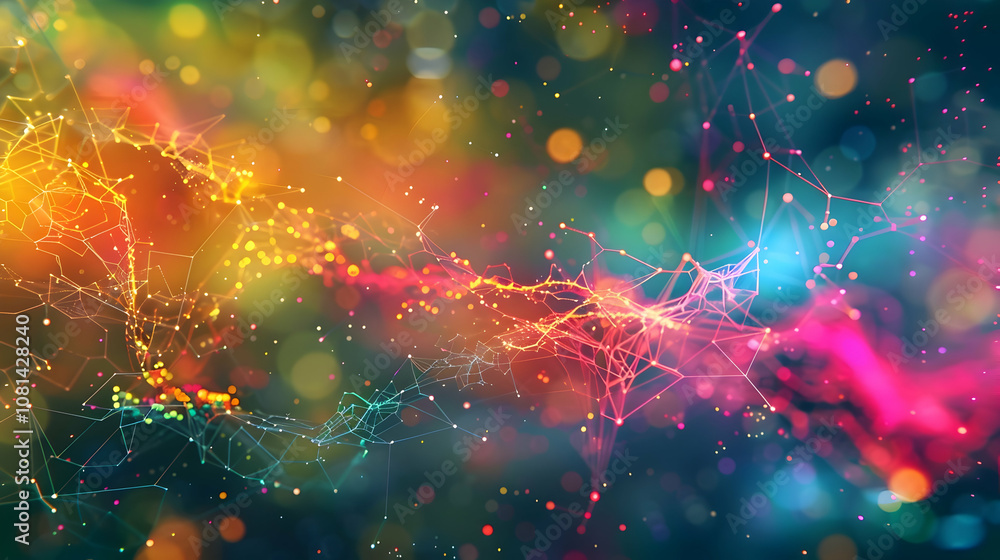 Abstract Background with Colorful Bokeh and Lines Abstract Background with Colorful Bokeh and Lines