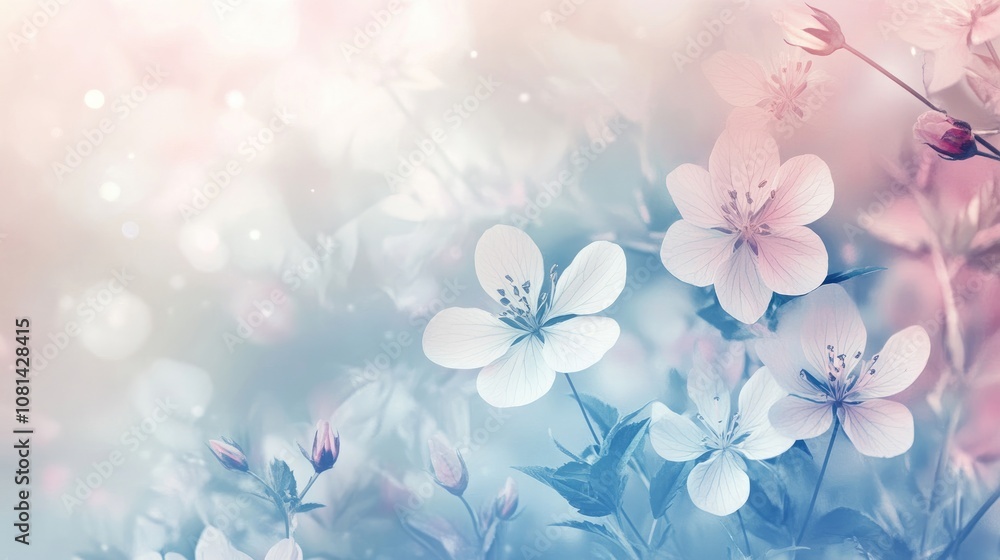 Pastel-colored wildflowers with a soft-focus effect, creating a dreamy and elegant floral background Pastel-colored wildflowers with a soft-focus effect, creating a dreamy and elegant floral background