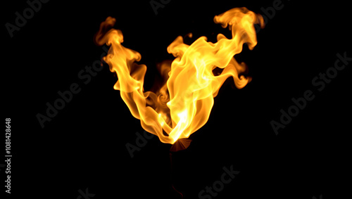 FX element, object on fire with fan blowing certain areas, shot against black. Resolution: 2048 x 1556 24fps photo