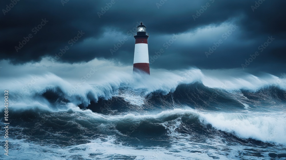 Lighthouse in Stormy Sea Lighthouse in Stormy Sea
