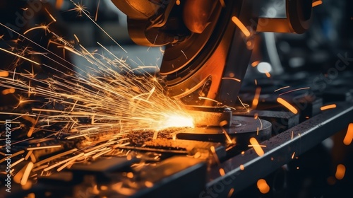 Sparks Fly As Metal Is Cut