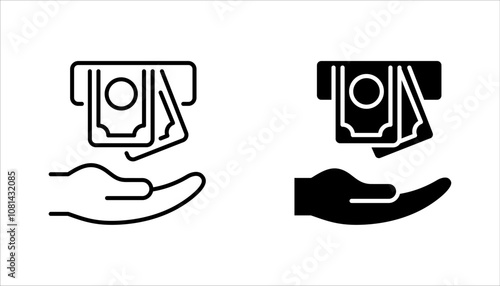 Set of money withdraw icons. Banking and transaction concept. vector illustration on white background