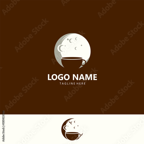 moon coffee logo design vector