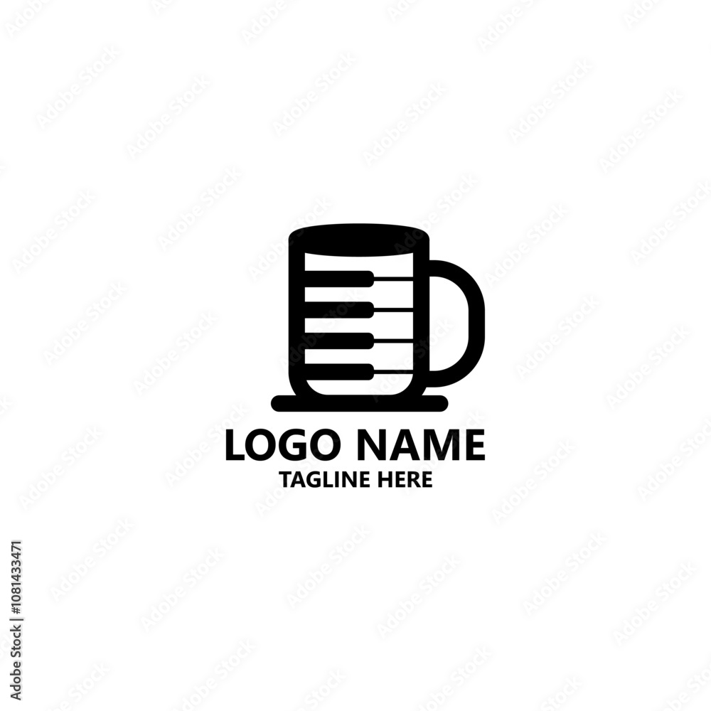 mug piano logo design vector