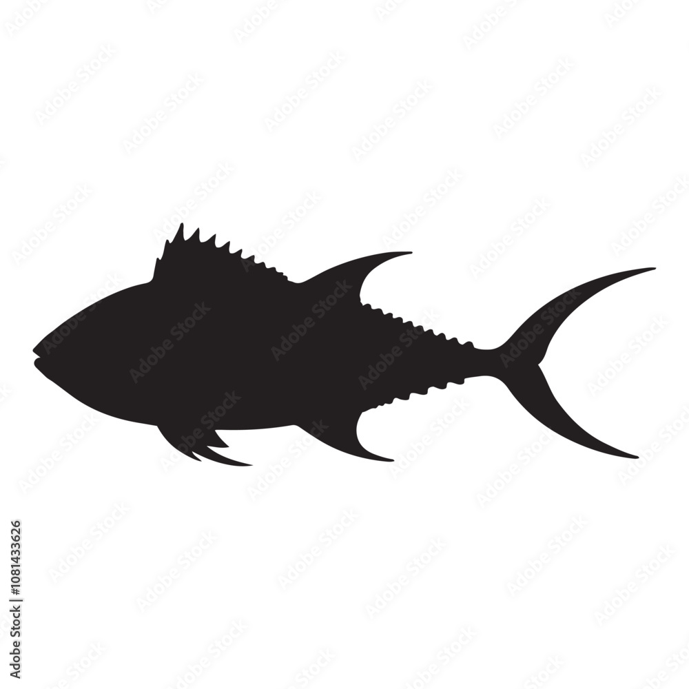 Graceful silhouette of a tuna, tuna silhouette vector illustration. tuna silhouette simple vector icon Graceful silhouette of a tuna, tuna silhouette vector illustration. tuna silhouette simple vector icon