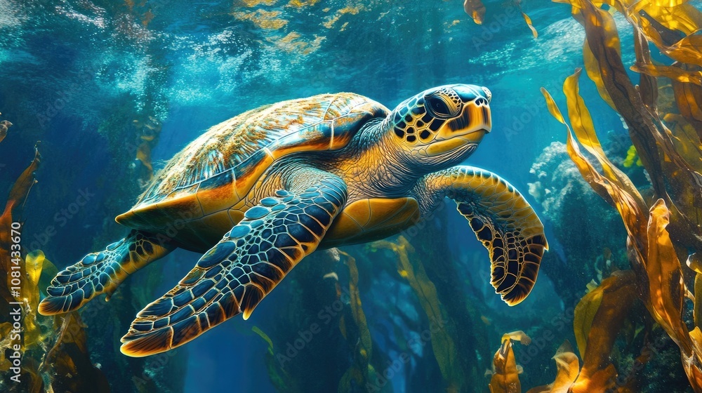 Fototapeta premium Sea Turtle Underwater