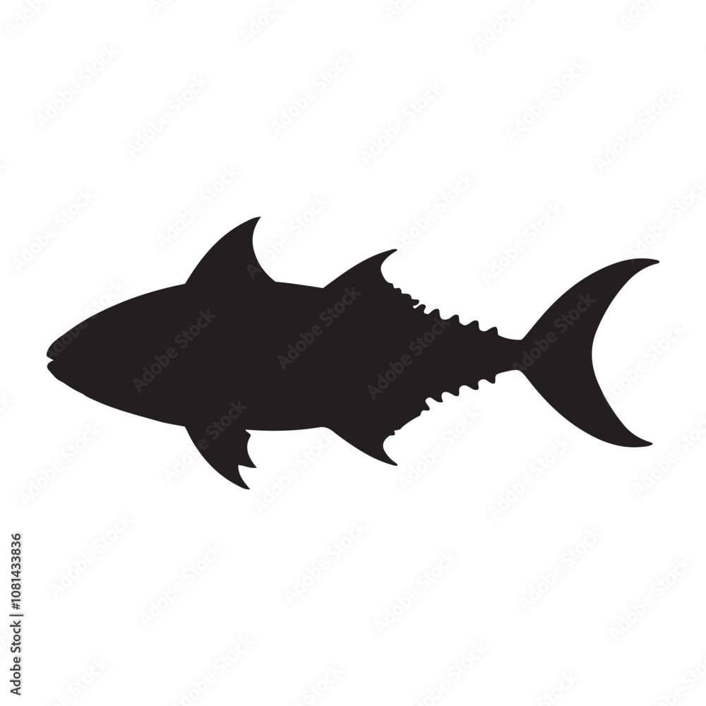 Graceful silhouette of a tuna, tuna silhouette vector illustration. tuna silhouette simple vector icon Graceful silhouette of a tuna, tuna silhouette vector illustration. tuna silhouette simple vector icon