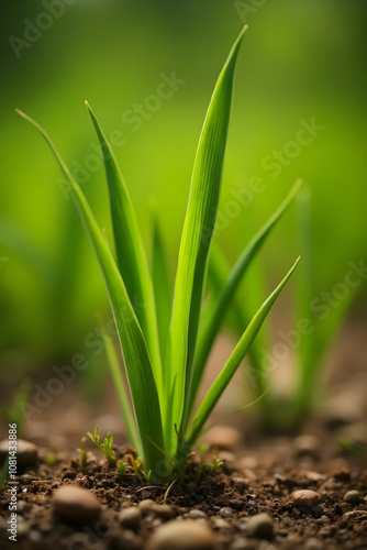 Growing green grass natural landscape close-up lush environment macro view nature exploration