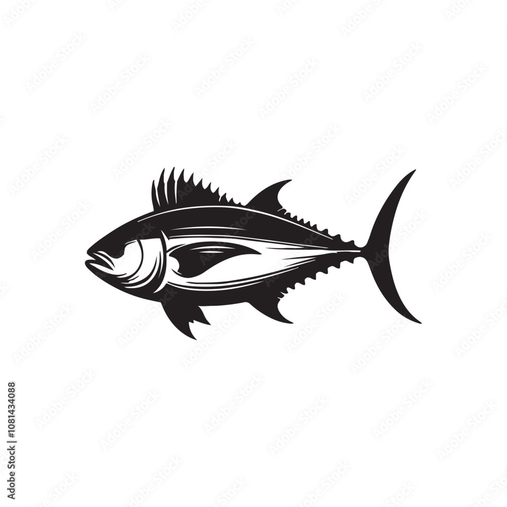 Graceful silhouette of a tuna, tuna silhouette vector illustration. tuna silhouette simple vector icon Graceful silhouette of a tuna, tuna silhouette vector illustration. tuna silhouette simple vector icon