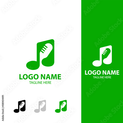 podcast note logo design vector