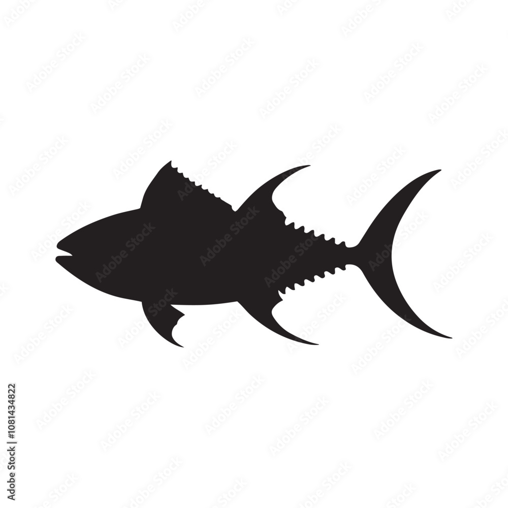 Graceful silhouette of a tuna, tuna silhouette vector illustration. tuna silhouette simple vector icon Graceful silhouette of a tuna, tuna silhouette vector illustration. tuna silhouette simple vector icon