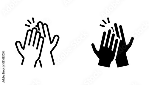 High five linear icon set. Success gesture. Collaboration. vector illustration on white background