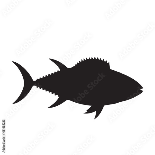 Graceful silhouette of a tuna, tuna silhouette vector illustration. tuna silhouette simple vector icon