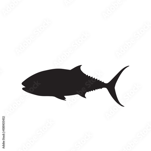 Graceful silhouette of a tuna, tuna silhouette vector illustration. tuna silhouette simple vector icon