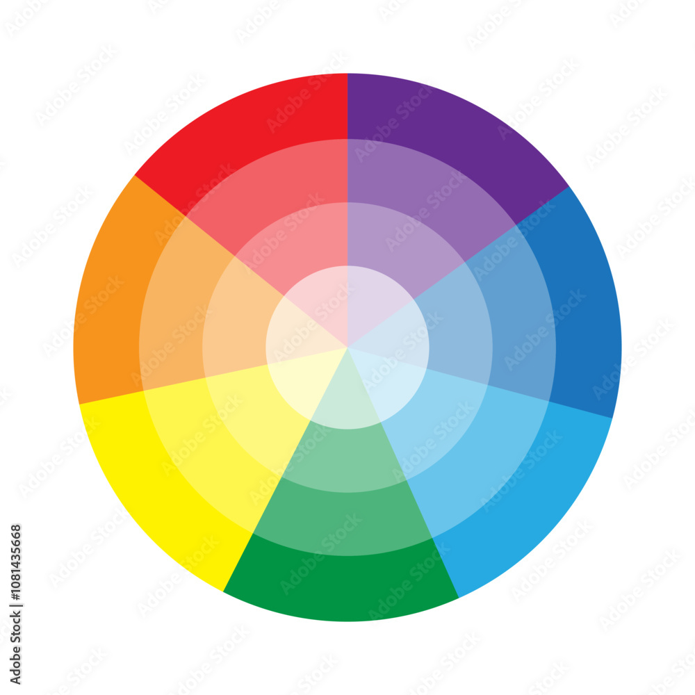 Color wheel gradient. Spectrum circle palette. Bright rainbow hues. Vector design. Color wheel gradient. Spectrum circle palette. Bright rainbow hues. Vector design.