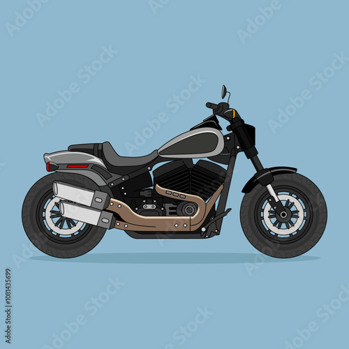 Black sports motorbike. Big bike Design Illustration Vector.