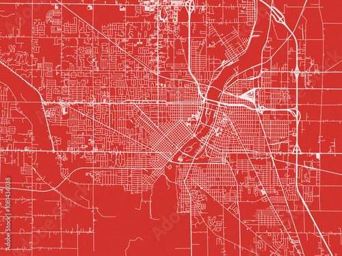 Christmas Map of Saginaw Michigan, USA in Snowy White on Festive Red Background. photo