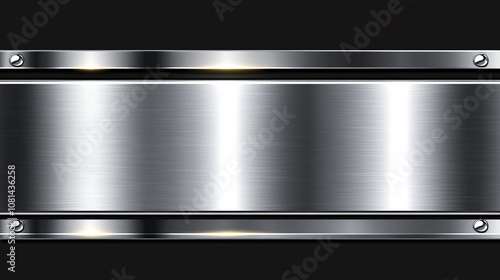 Wallpaper Mural A brushed metal plate with two bands above and below, with screws at each corner, on a black background. Torontodigital.ca