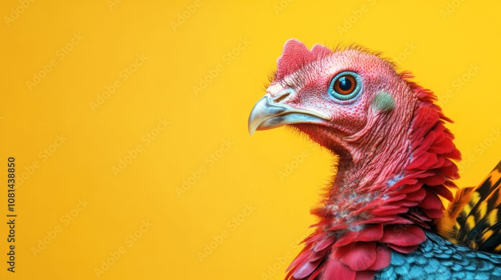 Turkey portrait on yellow background Turkey portrait on yellow background